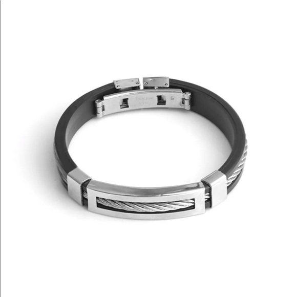 Men’s Stainless Steel Bracelet Black & Silver - Picture 2 of 8